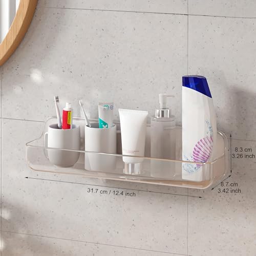 Diesisa 2ZWL-L Acrylic Wall Mounted Shower Caddy, Clear, 12.4 Inch X 3.42 Inch X 3.26 Inch Acrylic Shelf, No Drilling Hang Walls Adhesive Shelf, Acrylic Bathroom Shelves thumb #6