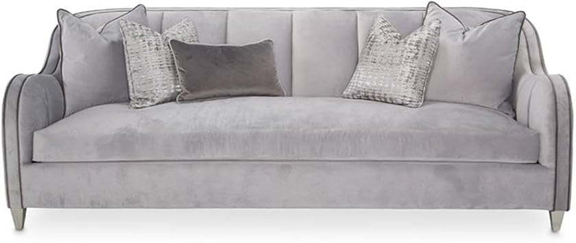 Michael Amini Roxbury Park 94" W Velvet Sofa in Steel Gray/Slate