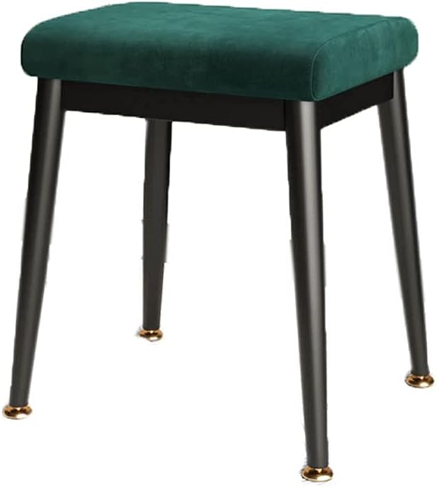 Minimalist Fashion Creative Metal Dining Table Stool High Stool Light Makeup Stool Chair Simple Household Stool for Bedroom Living Room Casual/Green