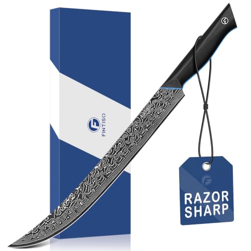 Image of FINTISO Carving Brisket Knife 11.6 Inch, 67-Layer Damascus Steel Breaking Knife with Curved Blade, Slicing and Butcher Knives for Meat Cutting with Ergonomic G10 Handle - Zeus Series
