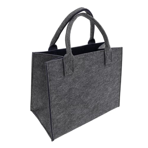 Filztasche Einkaufstasche Tasche Shopper ca. 35 x 20 x 28 cm Einkaufskorb (Anthrazit-Navy)