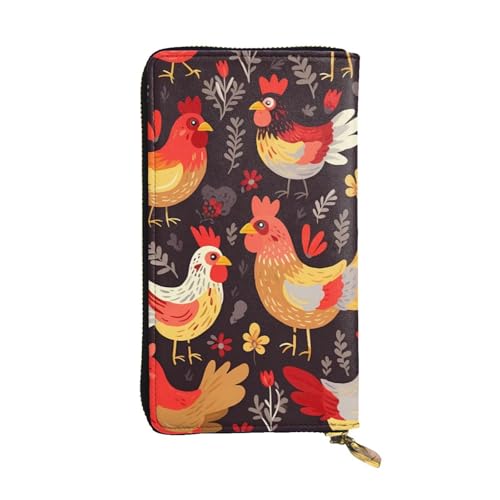 Cute Rooster Chickens Wallet For Women Men Clutch Rfid Blocking Leather Wallets Large Capacity Purse Credit Card Holder Money Case With Zipper Phone Holder Long Travel Purse
