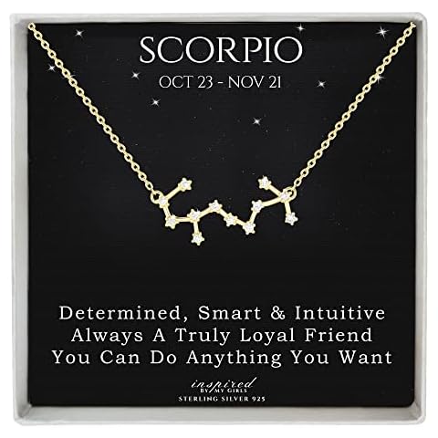 14K Gold Over Sterling Silver Zodiac Constellation Necklace Astrology Horoscope Keepsake Card Gift For Women - Scorpio (Oct 24 - Nov 21) Cover