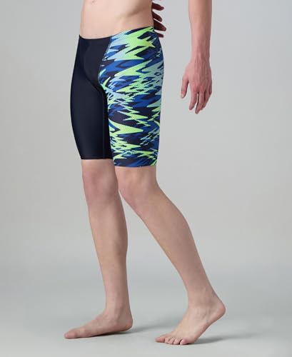 Image of Speedo Men's Endurance10 Hyperboom Print V-Cut Jammer Swimming Trunks | UPF 40+ Sun Protection | Chlorine Resistance | Shape Retention Fabric Swimming Costume | Drawstring Waist
