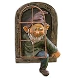 Bits and Pieces Elf Out The Window Yard Decorations Outdoor Tree Faces, 12 Inch...