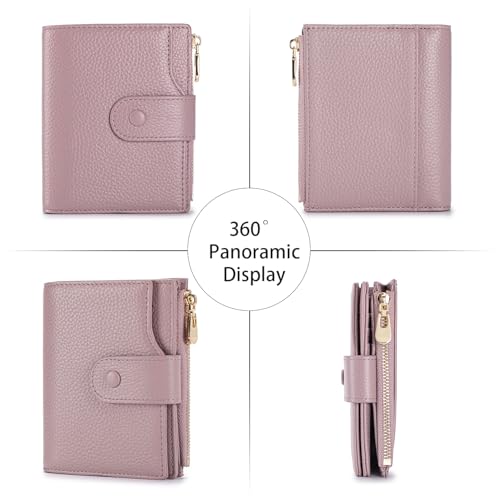 Genuine Leather Wallets for Women RFID Blocking Bifold with Zipper Pocket, 2 ID Windows, 18 Card Slots, Purple4