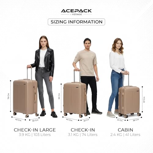 Image of ACEPACK by Verage Megatron Hard Side Polypropylene Luggage Medium Check in 74L | Lightweight Unbreakable Suitcase Set with 360 Silent Spinner Wheels, Number Lock & Telescopic Handle