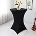 HAORUI Spandex Cocktail Table Covers, Fitted Round Highboy Stretch Table Cloths for Party, Bar, Wedding, Birthday, Banquet (Black, Fit for 30-32