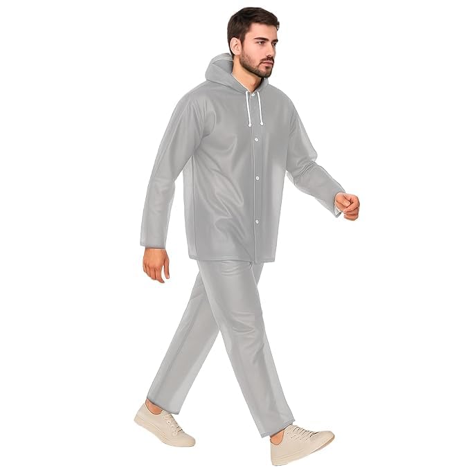 domvix Unisex Waterproof Rain Suit with Hood Raincoat Set Jacket and Pant Lightweight PVC Rain Wear for Men Women Outdoor Motorcycle Cycling Hiking Fishing Camping (multicolor)-picture-16