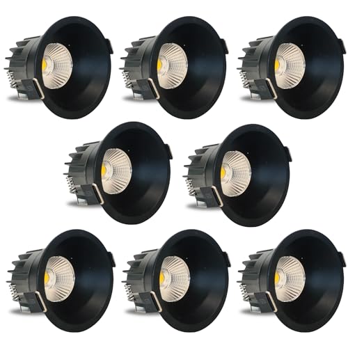 Image of D'Mak 12W Black Body LED Deep COB Light | Recessed LED Ceiling Light for Indoor Lighting (3in1, Pack of 8)