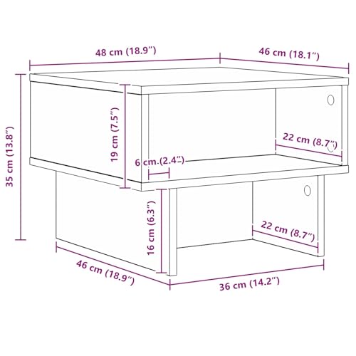 Table basse chêne noir petite table de salon rectangulaire 35cm - 4
