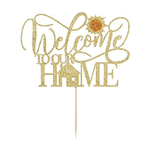 Kaoenla Welcome To Our Home Cake Toppers - Welcome Home Signs, Housewarming, Pregnancy Announcements, Baby Showers, Newborn Gender Reveals, Welcome Parties Party Decorations (Gold) #TOP2