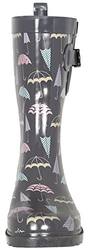 Capelli New York Ladies Umbrella Printed Mid- Calf Rain Boot Grey Combo 10
