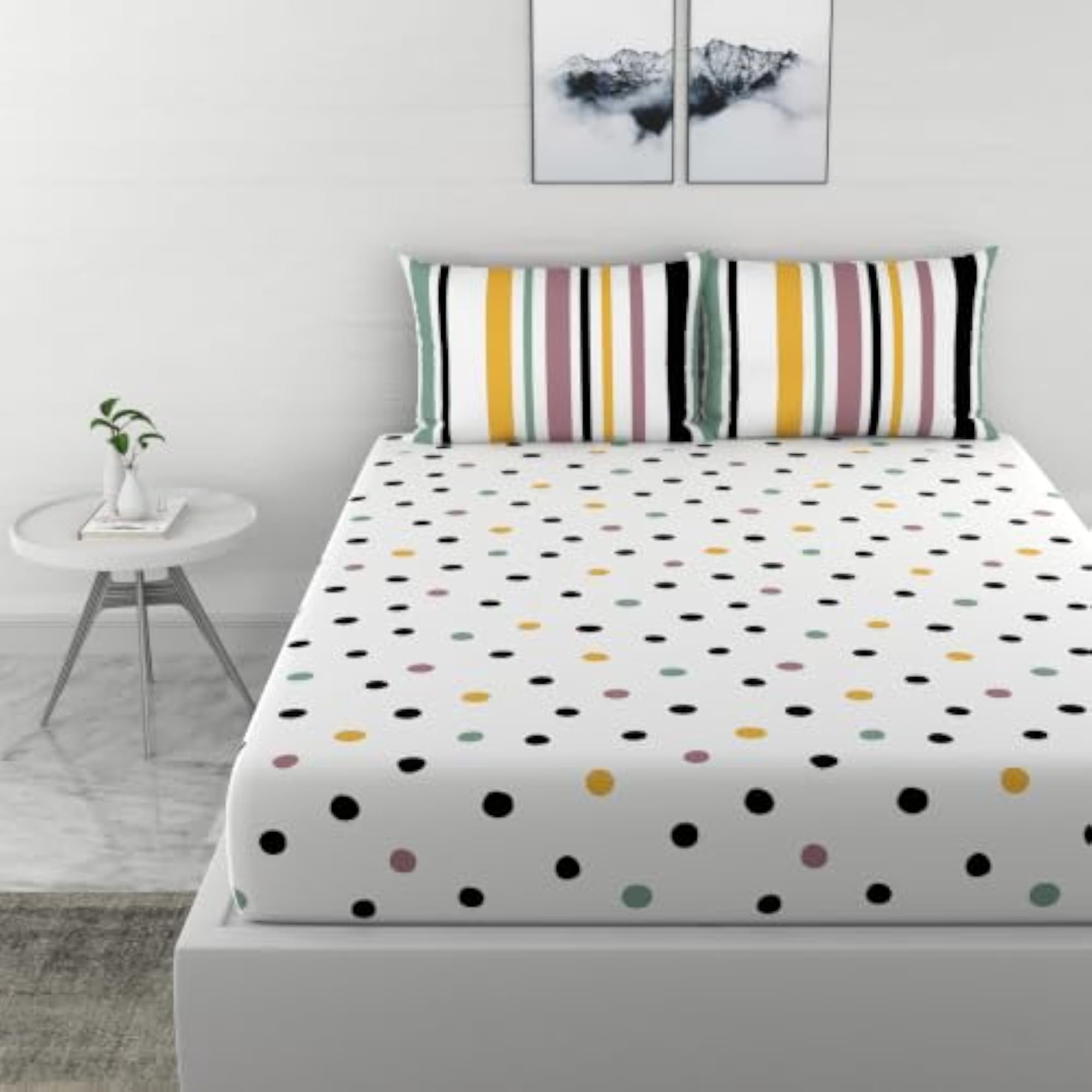100% Cotton Elastic Fitted Bedsheets King Size