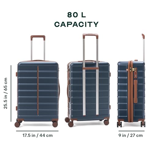Image of Assembly Odyssey 24 Inch Check-in Medium Trolley Bag Hard Shell Polycarbonate Suitcase Lightweight with TSA Lock 8 Spinner Wheels Blue