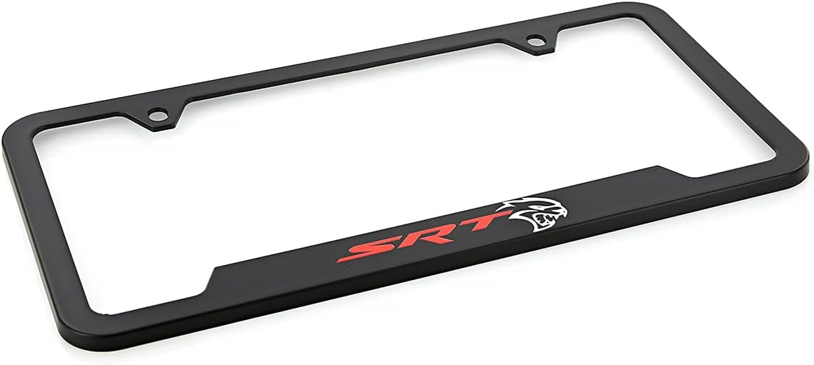 Dodge Challenger SRT Hellcat Plastic Black License Plate Frame Tag Holder