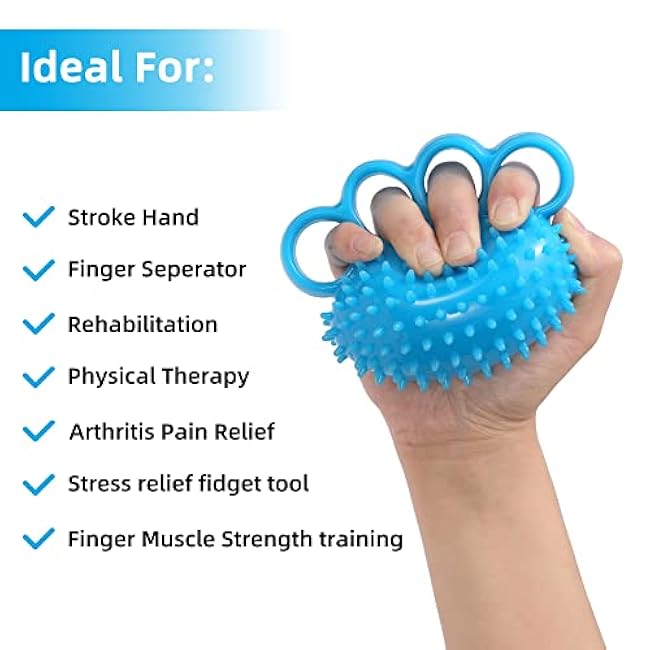 Hand Exercise Ball Finger Therapy Ball - Grip Strengthening, Improve Flexibility, Squeeze Stress Relief Balls, Resistance Strength Trainer for Hand