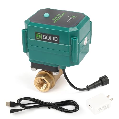 U.S. Solid 1/2" Smart Motorized Ball Valve - Brass Remote App Mobile-control Electrical Ball Valve with Manual Switch, Plug Connection