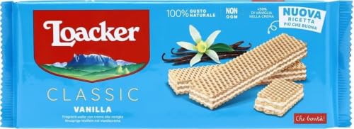 Loacker, Classic Vanille, Wafer Classico con 3 Strati di Cialde Farcite con Crema alla Vaniglia, 100% Vaniglia Bourbon, Merenda e Snack, 1 Confezione da 175g