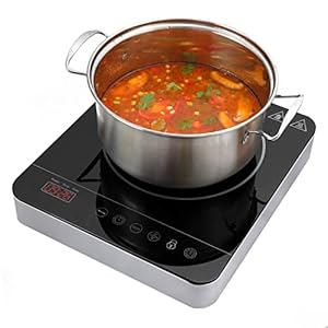 Portable Single Induction Cooktop Hot Plate Countertop Burner Cooker 1 Burner, 1800W, 9 Power Levels, 10 Temp Levels, Timer, Auto-Shut-Off, Touch Panel, LED Display, Child Safety Lock, Black