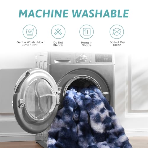 COZY KISS Faux Fur Couch Cover for Dogs Washable, Ultra Soft Pet Sofa Cover for Car Seat Protector, Liquid Pee Proof Cat Mat, Pad for Dresser Top, Anti-Slip, Fuzzy, 69x209cm, Tie-Dye Blue by COZY KISS - Image 5