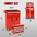 Torin 5-Drawer Rolling Tool Chest: Metal Tool Box with Wheels, Removable Top Tool Box, Liner, Adjustable Shelf and Locking Mechanism for Garage Workshop,Red
