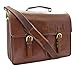 A1 FASHION GOODS Mens Italian Leather Brown Briefcase Expandable Office Bag Messenger Laptop Case - Thomas