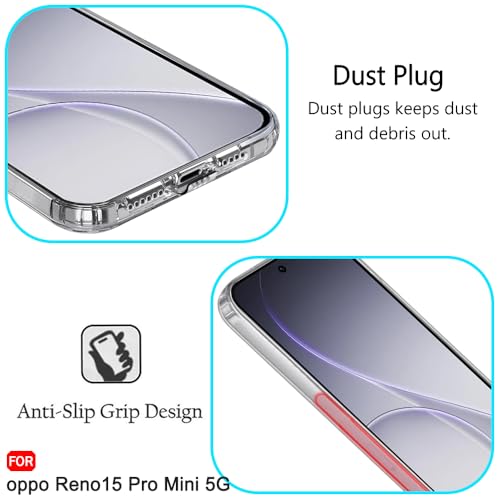 Image of TheGiftKart Back Cover Soft Case for Oppo Reno 15 Pro Mini 5G | Best Camera Protection | Inbuilt Dust Plugs & Anti-Slip Grip | Ultra Clear Slim Back Cover for Reno15 Pro Mini (Silicone, Transparent)