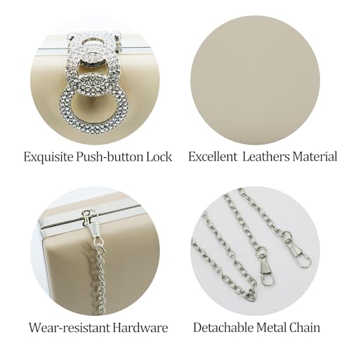 Image of Clutch Purse for Women, Evening Bag with Removable Chain Strap Elegant Handbag for Wedding /Prom /Cocktail /Party