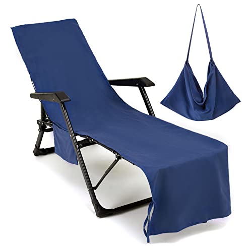 VOCOOL Lounge Chair Cover Microfiber Beach Chair Cover Towel Swimming Pool with Pockets Soft and Quick Dry Chaise Lounger Towel Cover for Sunbathing Garden Hotel, 85 x 30 inch