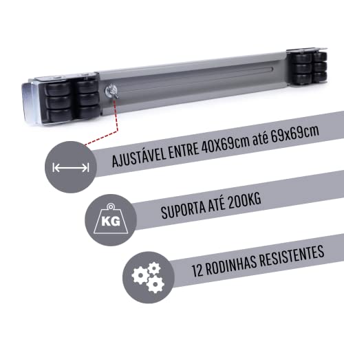 Suporte Aço com Rodinhas Para Geladeira Secadora Fogão Maquina de Lavar