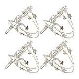 Ipetboom Horquillas Pelo Doradas con Forma de Estrella y Borlas Colgantes, 4 Piezas, Accesorios de Cristal Brillantes para Novia y Uso Diario, Pasadores Decorativos para Mujeres y