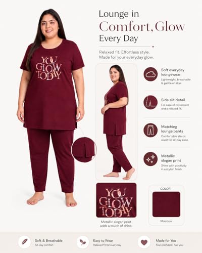 Image of In Love Women's Printed Cotton Plus Size Longline T-Shirt with Pockets | Cotton fabric - soft longline T-shirt with easy plus-size fit