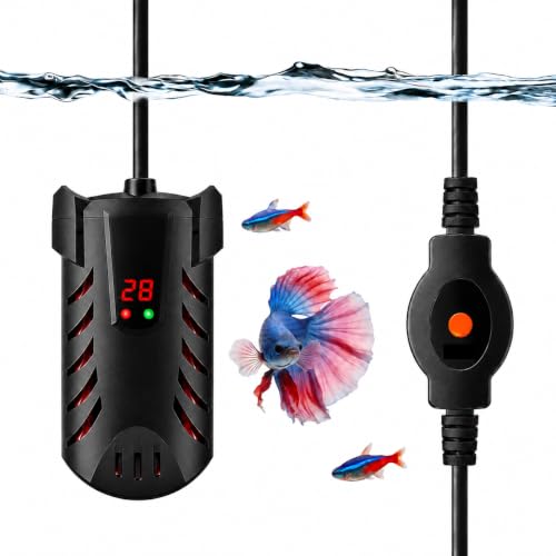 GlintBay 100W Fish Tank Heater for 50L Aquariums 100W Submersible Digital Aquarium Heater with Thermometer Small Betta Fish Tank Turtle Tank Heater with LED Temperature