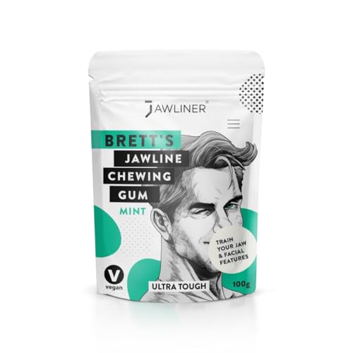 Brett´s JAWLINER ® Jawline Chewing Gum - Fitness Hard Chewing Gum (2 months pack) - 15X Harder than Regular Gum Sugar Free Mint - Jawline Gum For Mewing And Shapen The Jaw (Mint)