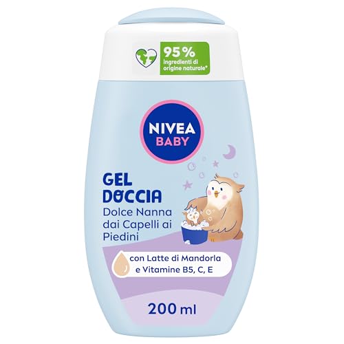Nivea Baby Gel Doccia Dolce Nanna Dai Capelli Ai Piedini 200Ml, Bagnoschiuma Bambini Per Corpo E Capelli, Bagnoschiuma Neonato Con Protezione No Lacri