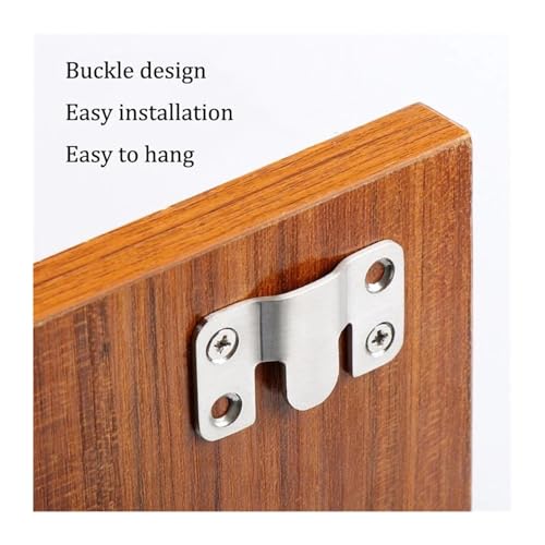 2 Set Stainless Steel Interlock Hanging Buckle Flush Mount Bracket Furniture Connector Wall Picture Frame Hanger(Silver,54*30mm)