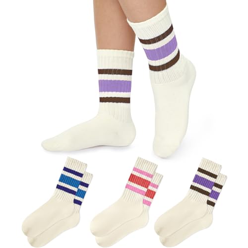 Image of American Trends Tube Socks for Women Striped Slouchy Scrunch Retro Socks Vintage Cute Crew Sock