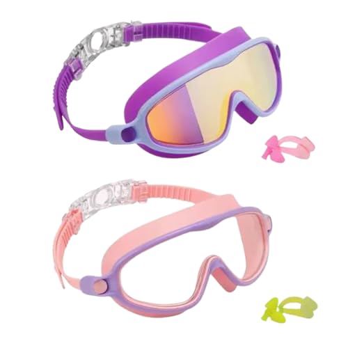 Generisch Gafas de natación – gran angular protección UV gafas de natación para niños | Gafas de natación antivaho con clip nasal – Gafas de natación con protección UV para adolescentes y niñas