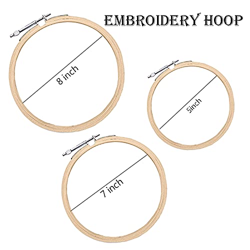 Qroof Embroidery Materials Starter Kit,50 Colour Threads,3 Pcs Bamboo Hoops,2 Pcs Aida Cloth And Cross Stitch Hand Embroidery Beginner Supplies Tool, Multicolour (Image - 7)