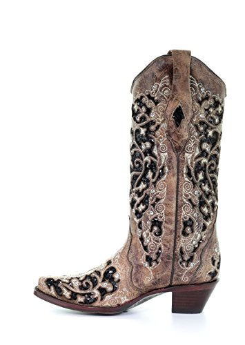 Corral A3569 Floral Embroidered Glitter Inlay And Studs Boots (7) #TOP3