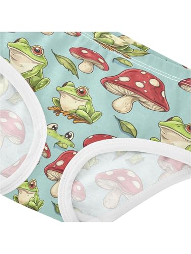 ZZKKO Green Frog and Red Mushroom Girls Underwear Toddler Panties for Girls Comfort Brief Size 2-8T4