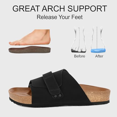 Image of Centrino Mens Cushion Sliders /Slippers| | Open Toe Design |Berkin-Style Slip-On Sandals | Lightweight & Comfortable | Arch Support | On-Grip Sole | Casual Outdoor Wear (6865)