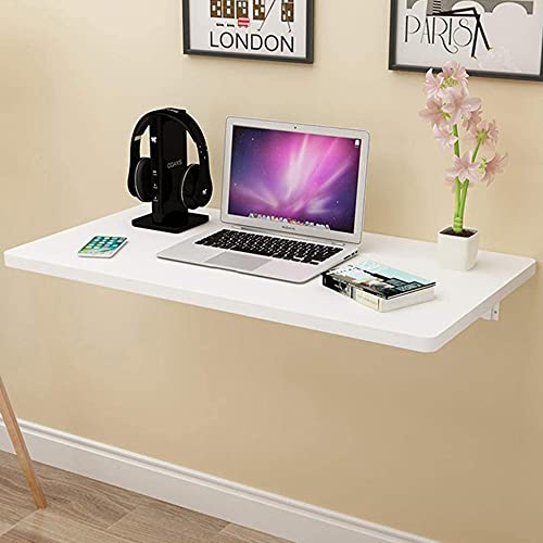Table murale pliable blanche 110x40 de cuisine et bureau suspendu - 2