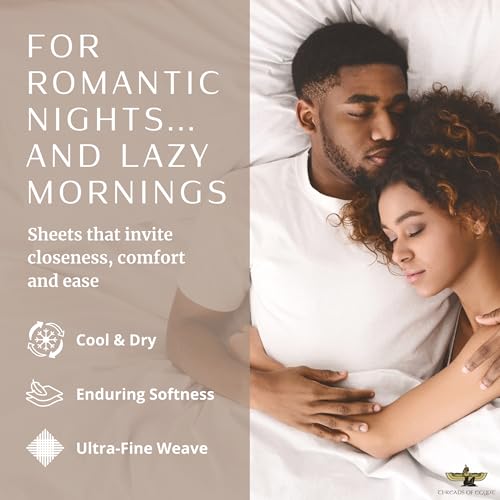 Image of 100% Egyptian Cotton Sheets King Size | 1200 Thread Count | CEA Gold Seal Certified | Ultra Soft | Cooling for Hot Sleepers | 18 inch Deep Pocket | King Size [Dune]