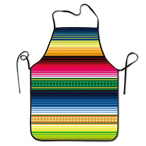 Shuwekk Mexican Stripe Blanket Apron Ethnic Colorful Geometric Mexican Rug Pattern Cooking Apron Kitchen Apron Lock Edge Waterproof Durable String Adjustable Easy Care Aprons For Women Men Chef #TOP10