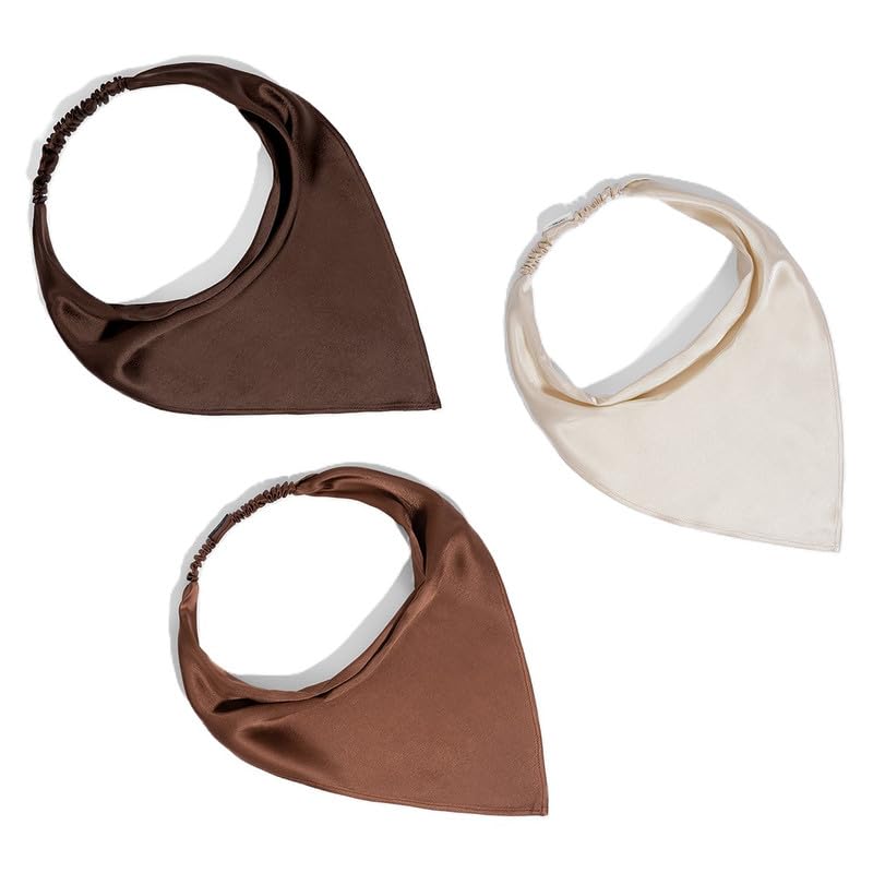 Image of Hair Drama Co. Elastic Bandana Head Scarf for Women | Silk Satin Head Wrap Bandana Scarves | Boho Style Statement Headband Stylish Design | All Day Wear Scarves | Hair Scarf Accessories