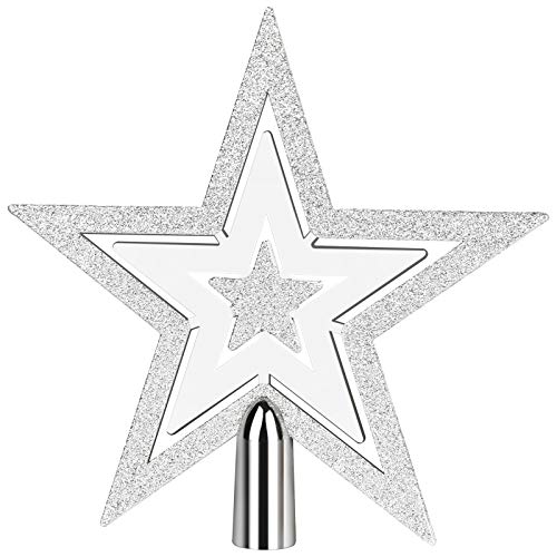 URATOT Glitzernde Weihnachtsbaumspitze aus Kunststoff, 5-Punkt-Stern, Weihnachtsbaumspitze für Urlaub, Weihnachtsbaumschmuck Cover