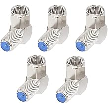 5 Pack 3Ghz Coax Cable 90Degree F Female to Male Connector Right Angle Adapter - Corner Coax F RG6 Coupler Adapter Connector Joiner