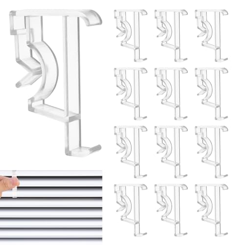 PEOVLVN 12 Pcs Valance Clips, 2 Inch Clear Hidden Blind Clips Replacement Plastic Blinds Valance Clips Replacement Parts for Wood or Faux Wood Horizontal Blinds Valance, 585604_1_7XLQgSf1W